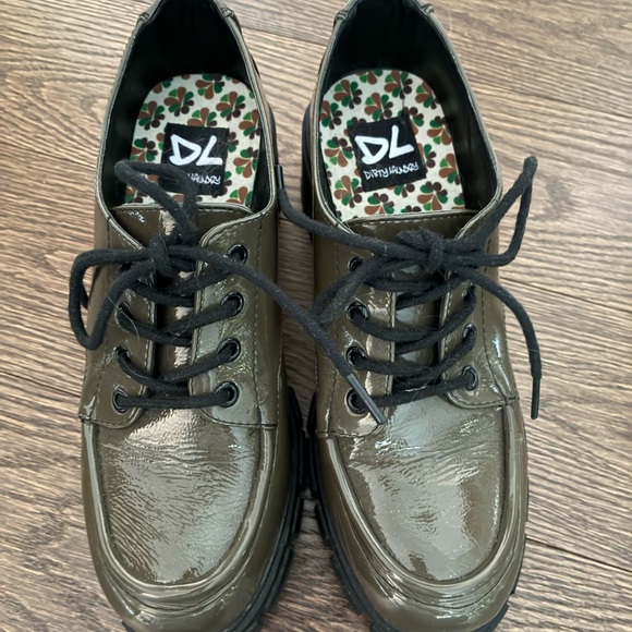 Dirty Laundry “Noyze” Dark Olive Chunky Heel Lug Oxford Lace-up Shoes - Picture 9 of 10